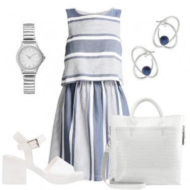 Outfit L\'abito a righe in cotone