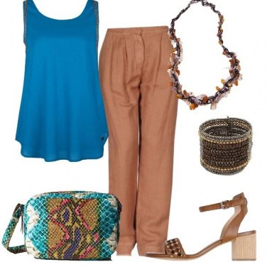 Outfit Turchese e marrone
