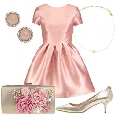 Outfit Serata in oro e rosa