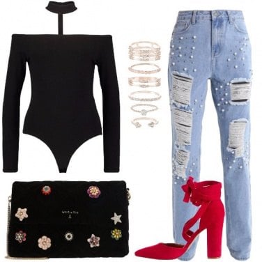 Outfit I jeans con le perle