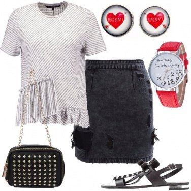 Outfit Righe e cuori