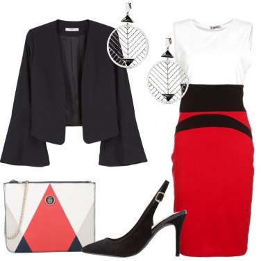 Outfit Nero rosso bianco