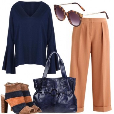 Outfit Blu e cammello