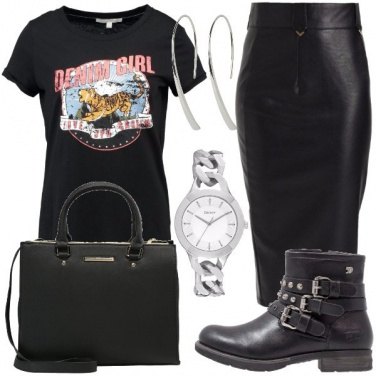 Outfit La gonna a tubino in ecopelle