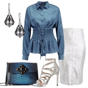 Outfit Gonna a tubino argento