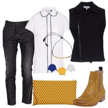 Outfit Jeans effetto consumato