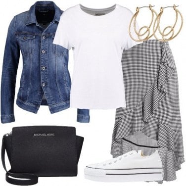 Outfit Asimmetrie e quadri