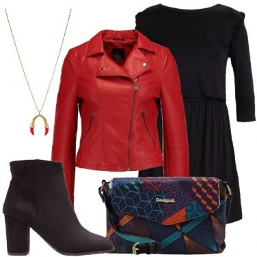Outfit La giacca in pelle rossa