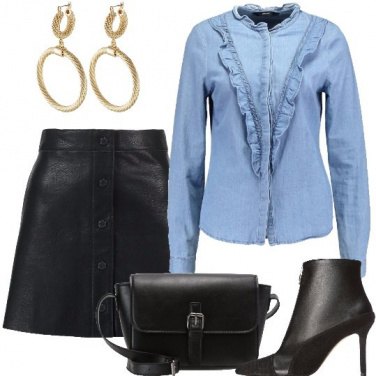 Outfit Minigonna jeans e tronchetti