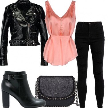 Outfit Nero e rosa