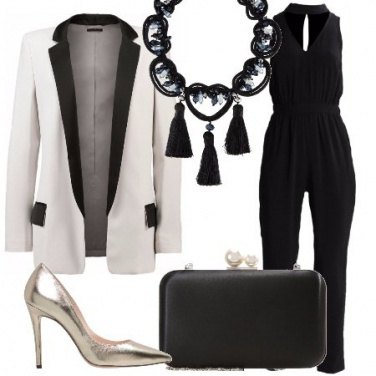 Outfit Bianco nero e silver