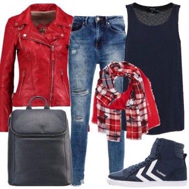 Outfit Chiodo e sneakers