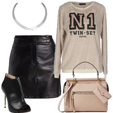 Outfit Nero e cipria