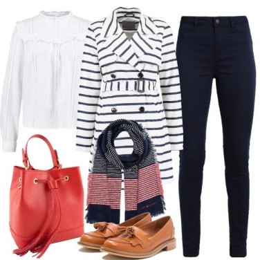 Outfit Trench marinière