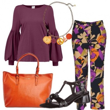 Outfit Viola e arancio