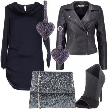 Outfit Blu e grigio open toe