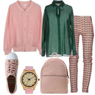 Outfit Rosa e verde