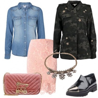 Outfit Camouflage e pizzo