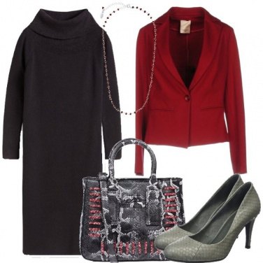 Outfit Il tubino nero col rosso