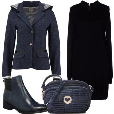 Outfit Tubino nero e blu