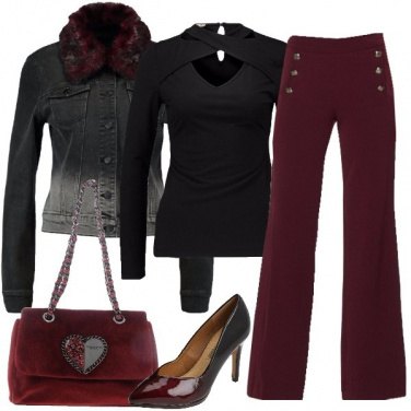Outfit Sfumature di nero e bordeaux