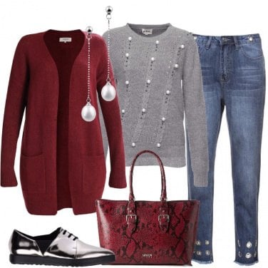 Outfit Il cardigan bordeaux