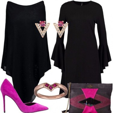 Outfit Nero e fucsia
