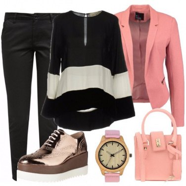 Outfit Blusa bicolore con velluto