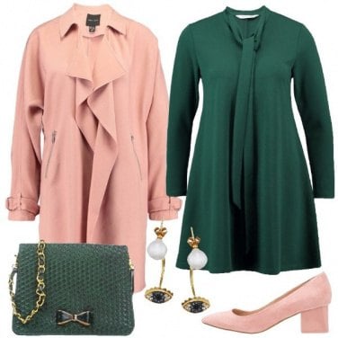 Outfit In verde e rosa