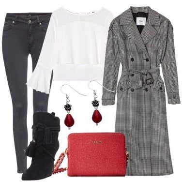 Outfit Trench pied de poule