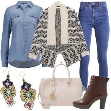 Outfit Jeans basico e cardigan