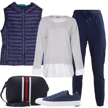Outfit Il gilet blu trapuntato