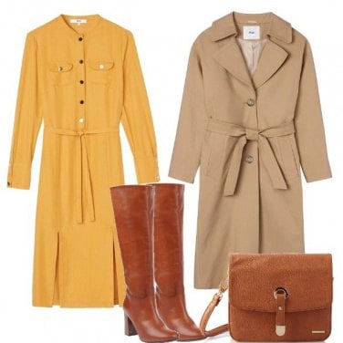 Outfit Senape beige e cuoio