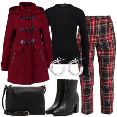 Outfit Rosso e tartan