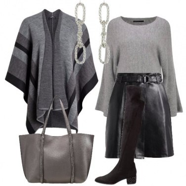 Outfit Grigio e nero a blocchi di colore