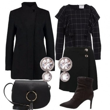 Outfit Volants e scacchi total black