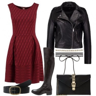 Outfit Rock col vestito rosso