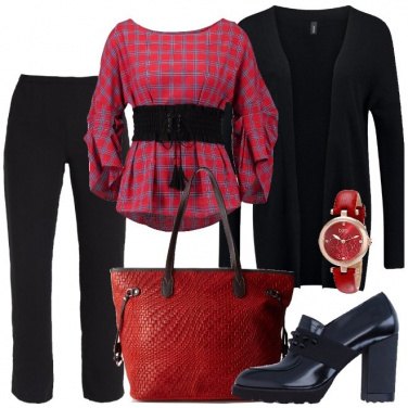 Outfit Rosso e nero per la riunione