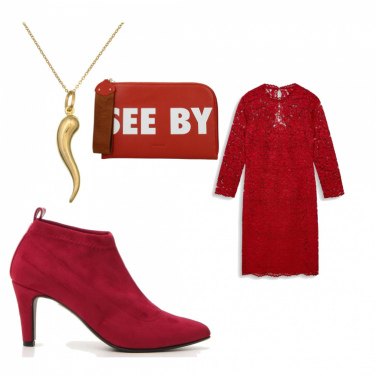 outfit nero e rosso elegante