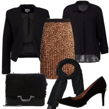 Outfit Gonna a pieghe animalier