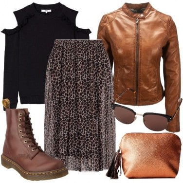 Outfit Gonna a campana animalier