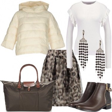 Outfit Fuga in bianco e marrone