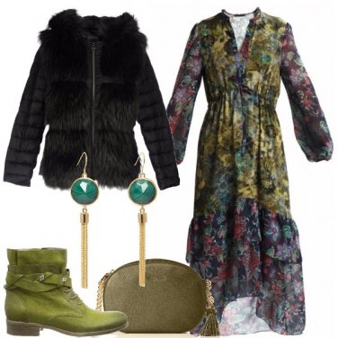 Outfit Stivaletti e vestito a fiori