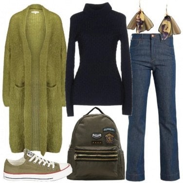 Outfit Il maxi cardigan verde