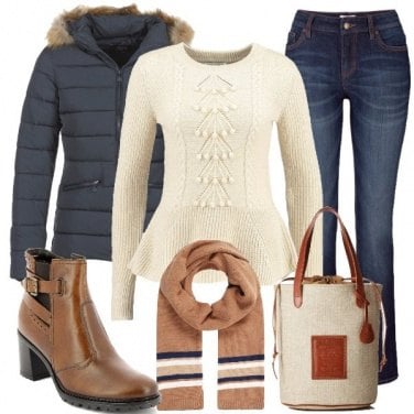 Outfit In blu e marrone