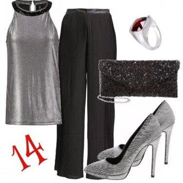 Outfit Elegante in silver and black