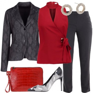 Outfit Grigio e rosso