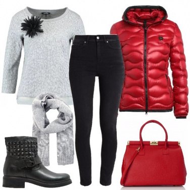 Outfit Il piumino rosso a onde