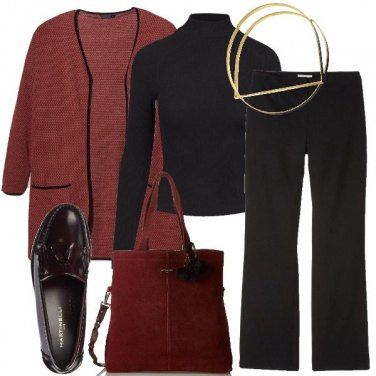 Outfit Il cardigan color marsala