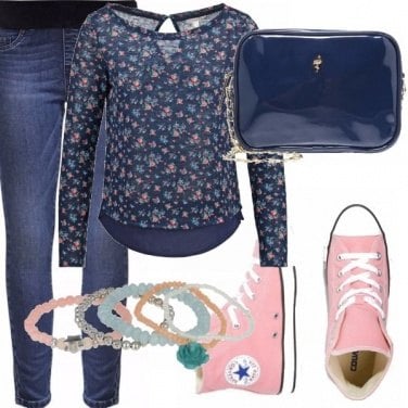 Outfit Leggings in denim and floral